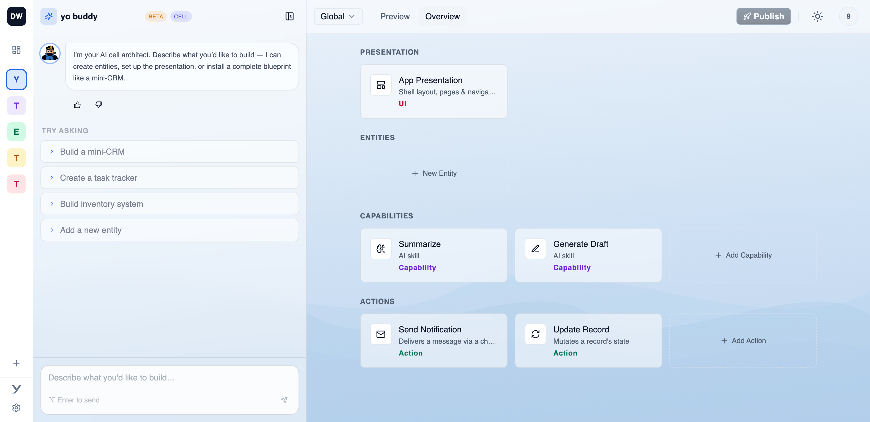 IKARY AI-native app builder interface
