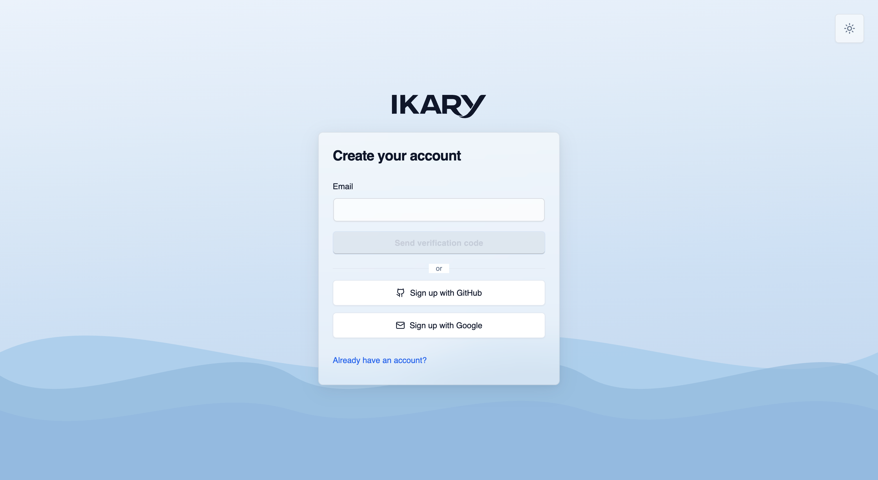 IKARY sign up flow in AI Studio